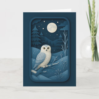 Tarjeta Moonlit Owl in Snowy Forest Card