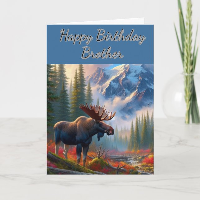 Tarjeta Moose Happy Birday Brother (Anverso)