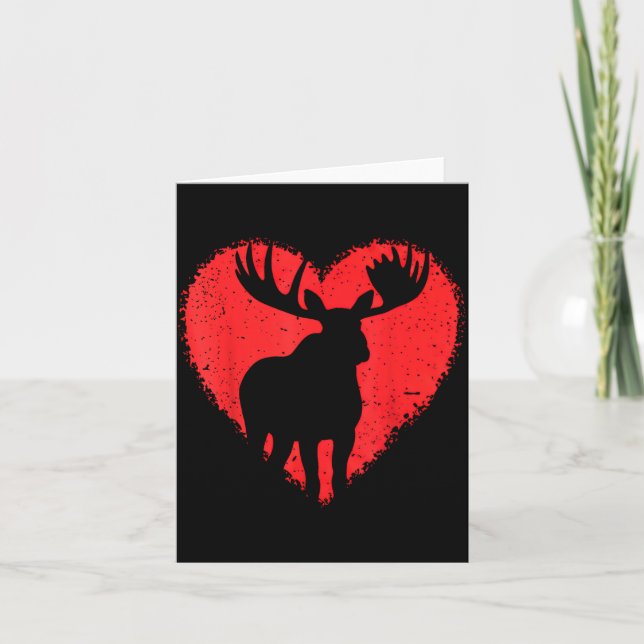 Tarjeta Moose Lover Valentines Day Cute Red Heart Wild Ani (Anverso)