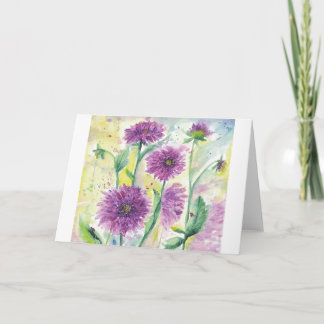 Tarjeta morada dahlias
