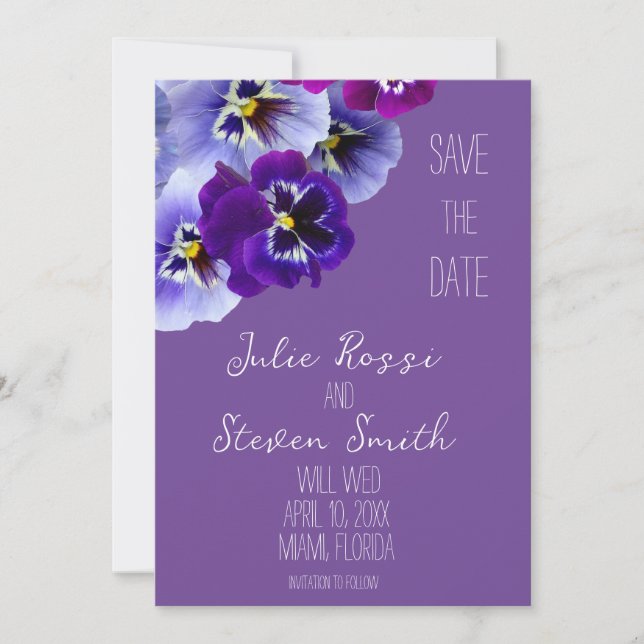 Tarjeta Morada de Pensamientos Florales para Guard (Anverso)