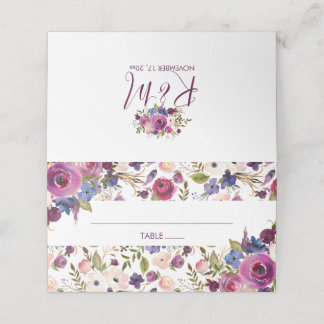 Tarjeta morada floral de ducha/Boda
