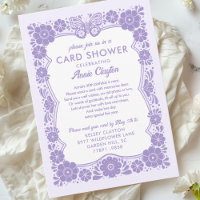 Tarjeta morada floral de lluvia de regalos por cor
