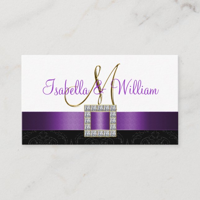 Tarjeta morada negra blanca de la casa de la boda (Anverso)