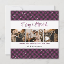 Tarjeta morada y Navidades casados