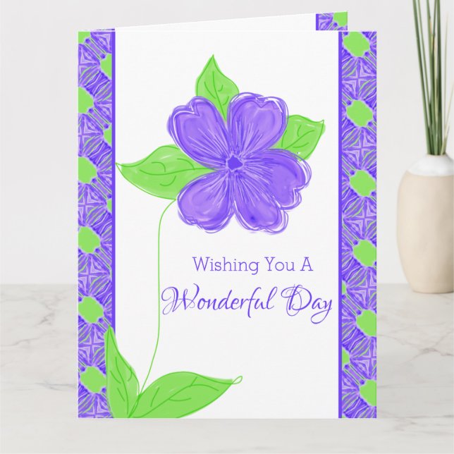 Tarjeta Morado Flower Happy Birday (Anverso)