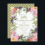 Tarjeta Morado rosa Floral verde hojas 60 cumpleaños<br><div class="desc">Floral de color rosa y morado y hojas de salvia y verde oliva en la blanca 60 cumpleaños de la fiesta para las mujeres. La parte trasera de esta carta tiene rayas verdes y blancas de oliva. Póngase en contacto con nosotros para obtener ayuda sobre la personalización o para solicitar...</div>