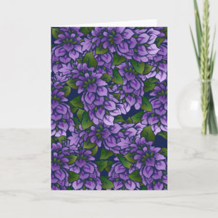 Tarjeta Morado Verano Floral Arte Lilac Patrón de jardiner