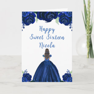 Tarjeta Moreno Princesa Marina Floral Dulce Dieciséis
