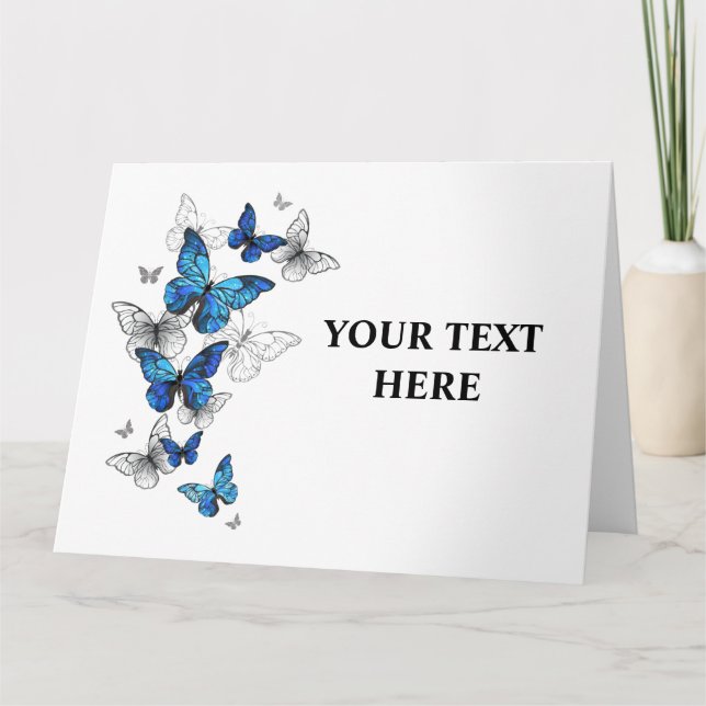 Tarjeta Morfo de las mariposas voladoras azules