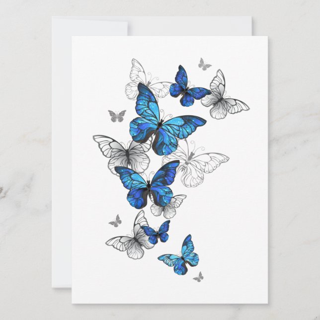 Tarjeta Morfo de las mariposas voladoras azules (Anverso)