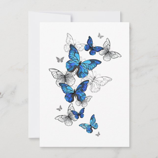 Tarjeta Morfo de las mariposas voladoras azules (Anverso)