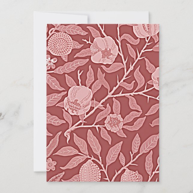 Tarjeta Morris - Pomegranato, rojo, vintage patrón (Anverso)