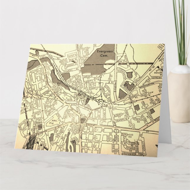 Tarjeta Morristown, NJ Mapa de Vintage (Anverso)