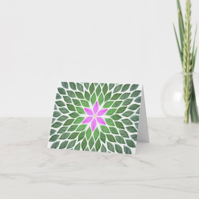 Tarjeta mosaico de flores rosadas (Anverso)