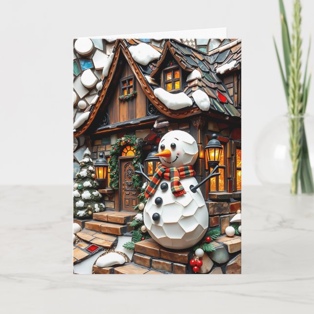 Tarjeta Mosaico de Navidades pintorescos y encantadores (Anverso)