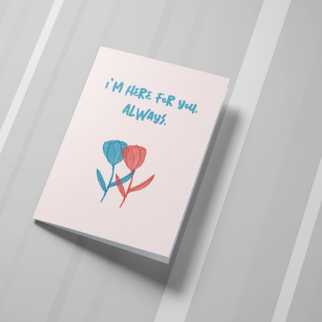 Tarjeta Mosaico de tulipanes azul y rosa dibujado a mano (Subido por el creador)