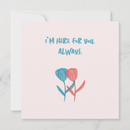 Tarjeta Mosaico de tulipanes azul y rosa dibujado a mano