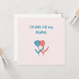 Tarjeta Mosaico de tulipanes azul y rosa dibujado a mano