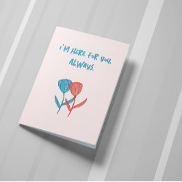 Tarjeta Mosaico de tulipanes azules y rosados dibujados a 