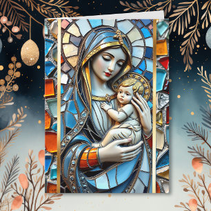 Tarjeta Mosaico de vidrio templado   María y Jesús