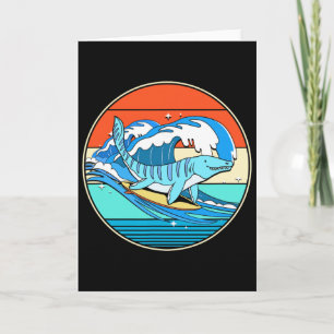 Tarjeta Mosasaurus surfista dino retro dinosaurio acuático