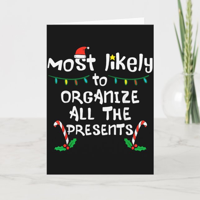 Tarjeta Most Likely Organize Christmas Xmas Family Matchin (Anverso)