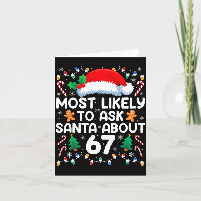 Tarjeta Most Likely To Ask Santa About 67 Funny Christmas  (Anverso)