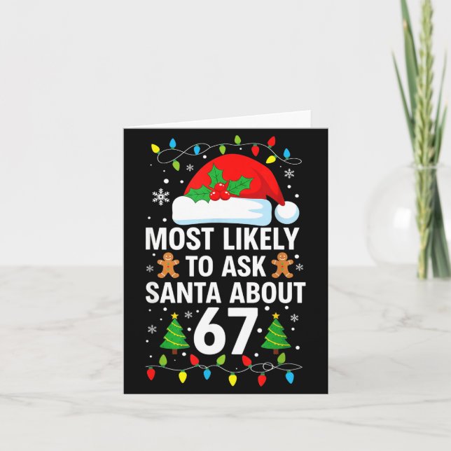 Tarjeta Most Likely To Ask Santa About 67 Funny Christmas  (Anverso)