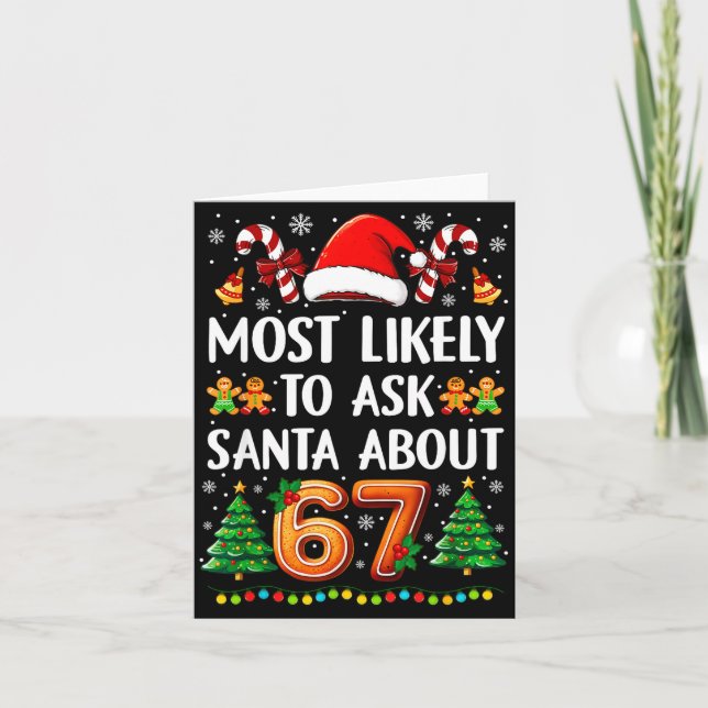 Tarjeta Most Likely To Ask Santa About 67 Funny Christmas  (Anverso)