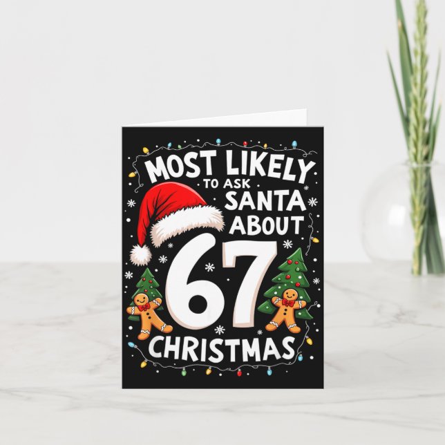 Tarjeta Most Likely To Ask Santa About 67 Funny Christmas  (Anverso)