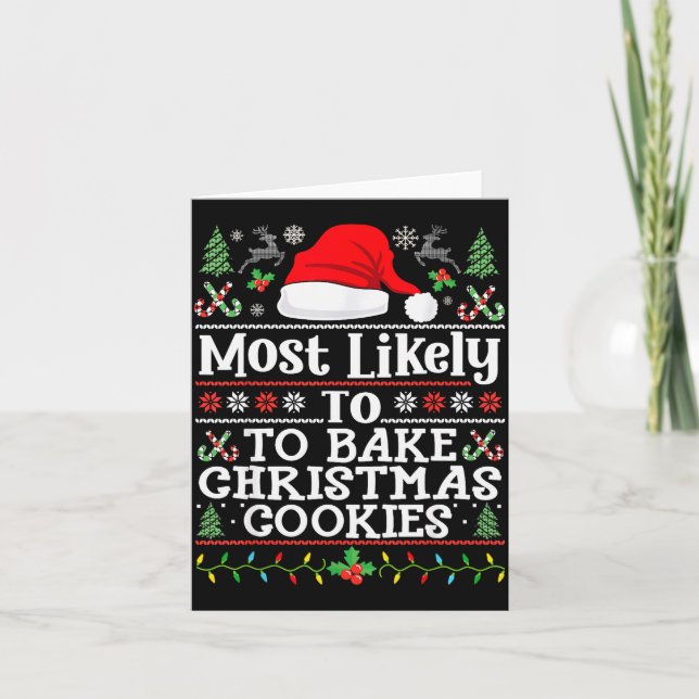 Tarjeta Most Likely To Bake Christmas Cookies Christmas Ba (Anverso)