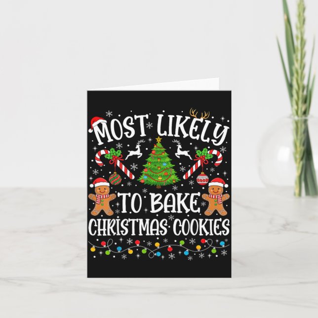 Tarjeta Most Likely To Bake Christmas Cookies Family Match (Anverso)