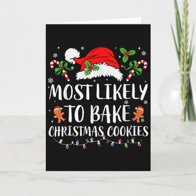 Tarjeta Most Likely To Bake Christmas Cookies Family Pajam (Anverso)