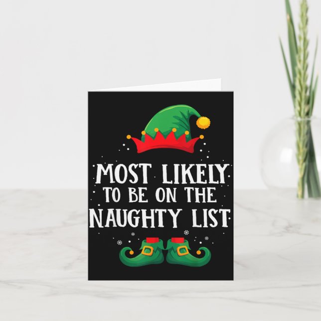 Tarjeta Most Likely To Be On Naughty List Matching Christm (Anverso)