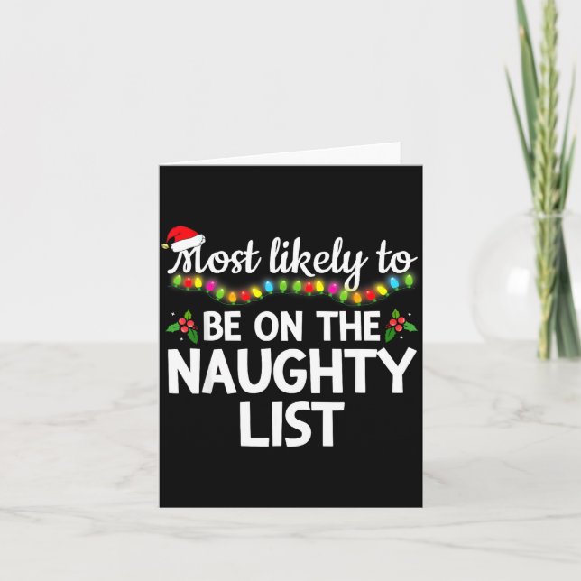 Tarjeta Most Likely To Be On The Naughty List Funny Family (Anverso)