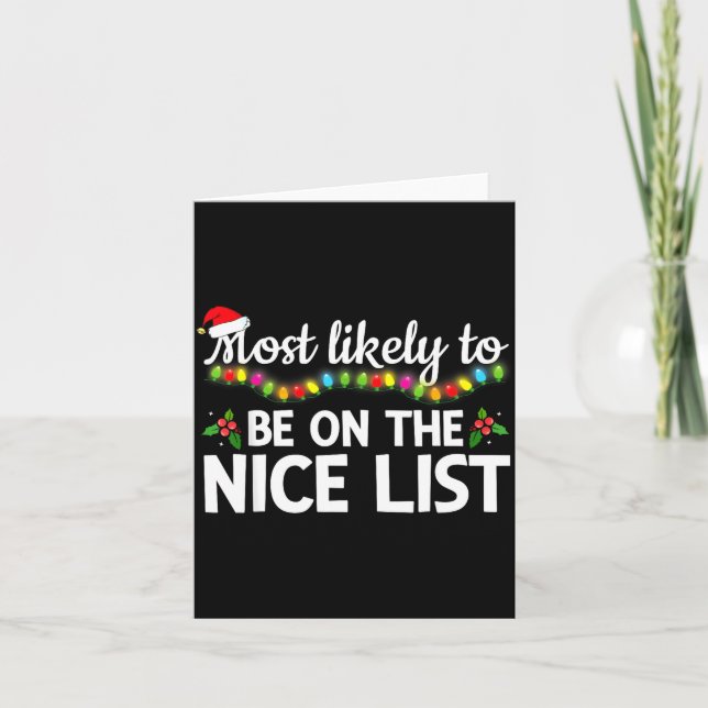 Tarjeta Most Likely To Be On The Nice List Funny Family Ma (Anverso)