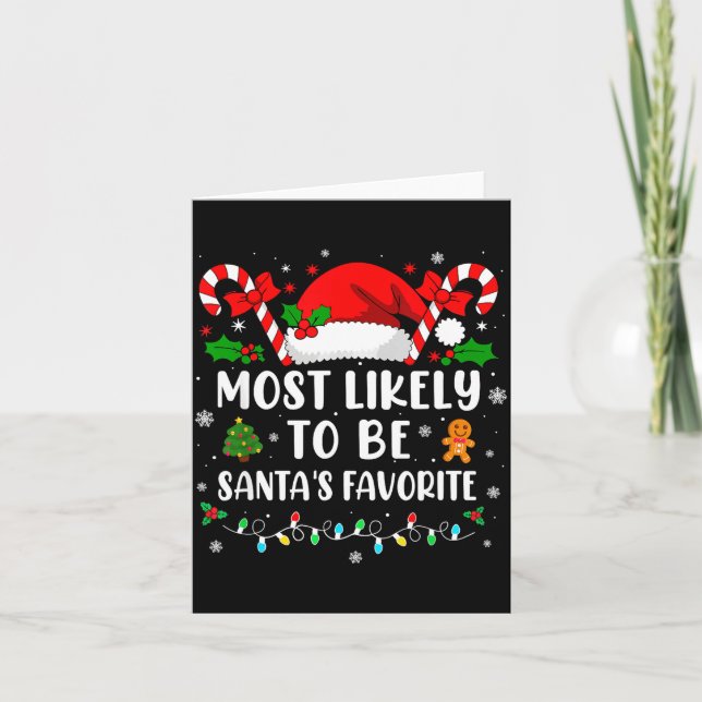 Tarjeta Most Likely To Be Santa's Favorite Family Christma (Anverso)