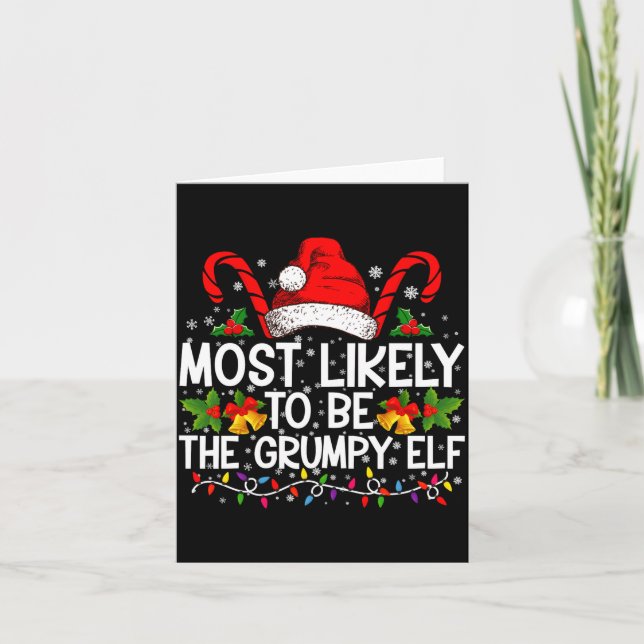 Tarjeta Most Likely To Be The Mpy Elf Funny Xmas  (Anverso)