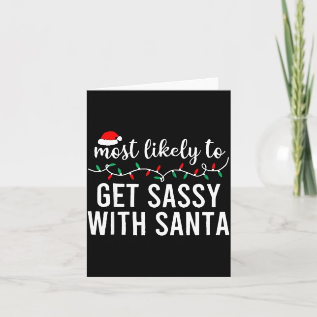 Tarjeta Most Likely To Christmas Shirt Matching Family Paj (Anverso)