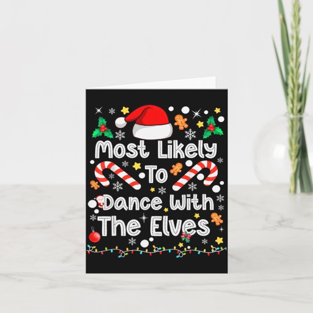 Tarjeta Most Likely To Dance With Elves Family Match Chris (Anverso)