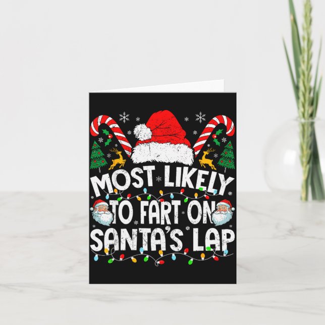 Tarjeta Most Likely To Fart On Santa’s Lap Family Matching (Anverso)