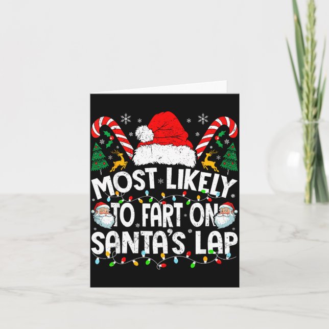 Tarjeta Most Likely To Fart On Santa’s Lap Family Matching (Anverso)