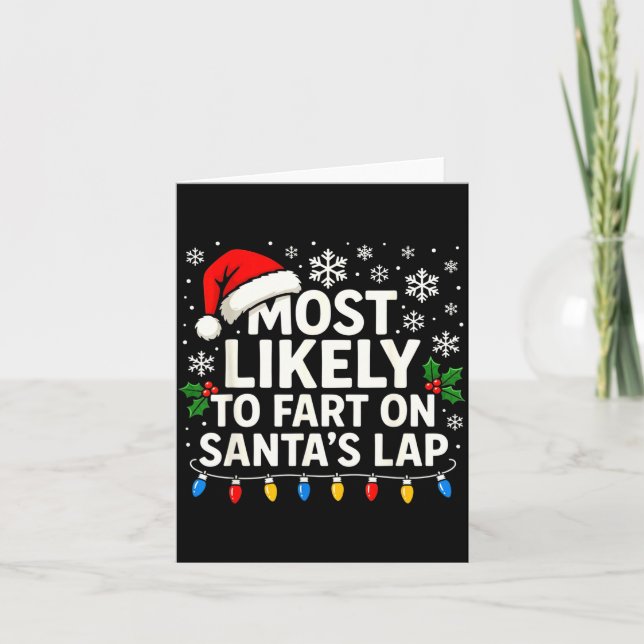 Tarjeta Most Likely To Fart On Santa’s Lap Funny Family Ch (Anverso)