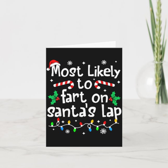 Tarjeta Most Likely To Fart On Santa's Lap C-hristmas Matc (Anverso)