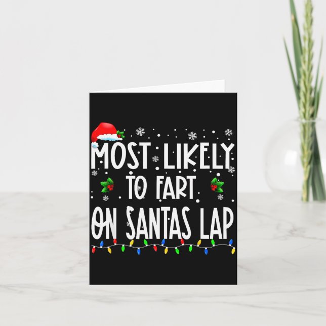 Tarjeta Most Likely To Fart On Santa's Lap Christmas Match (Anverso)