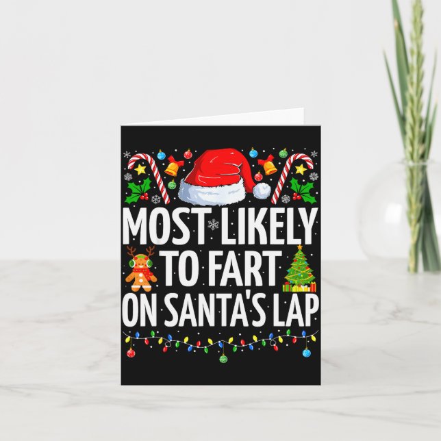 Tarjeta Most Likely To Fart On Santa's Lap Family Matching (Anverso)