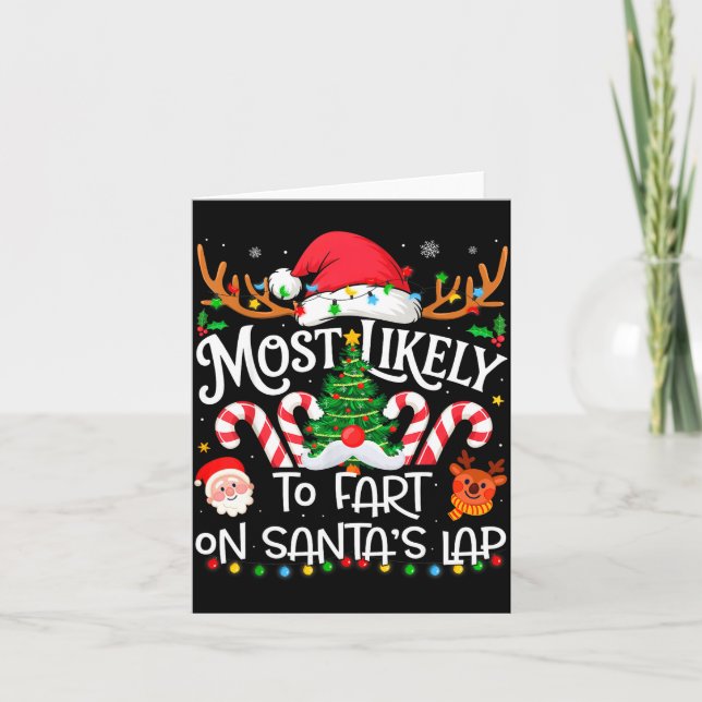 Tarjeta Most Likely To Fart On Santa's Lap Family Matching (Anverso)