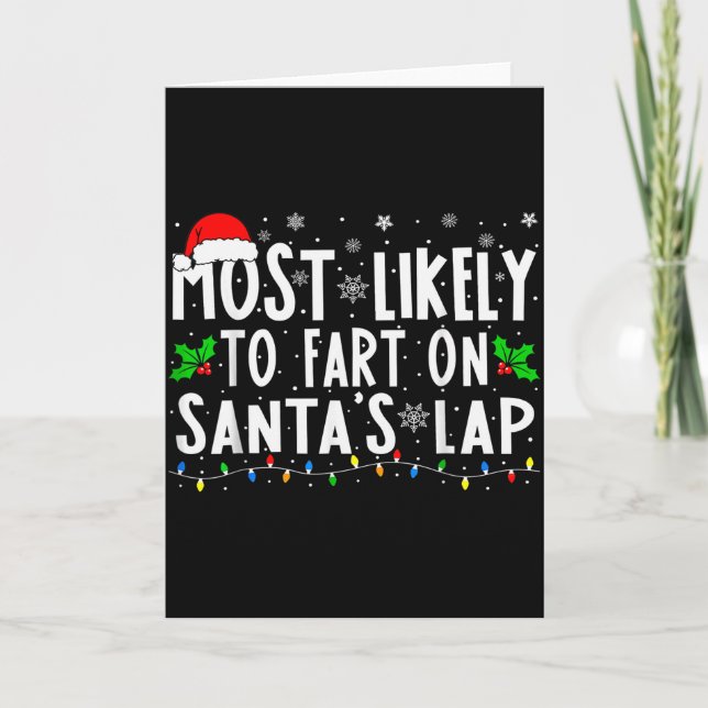 Tarjeta Most Likely To Fart On Santa's Lap Family Matching (Anverso)