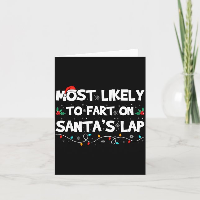 Tarjeta Most Likely To Fart On Santa's Lap Family Matching (Anverso)